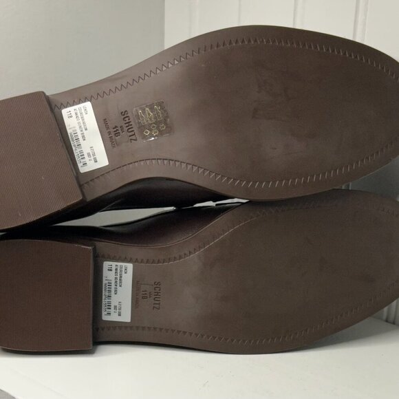 Schutz Lenon Leather Flat in Brown Size 11 - Picture 7 of 8